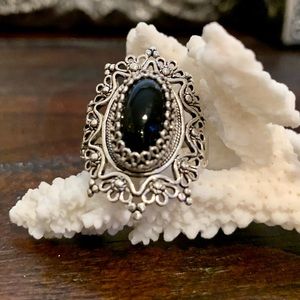 Black Onyx Sterling Silver 925 Ring Size: 7